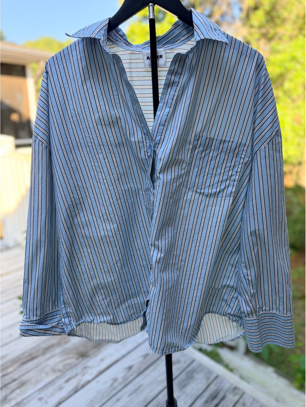 Asher Karis Medium Blue Haze Button Down Cotton Button-Up Shirt